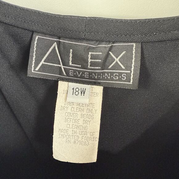 Alex Evenings Vintage Black Beaded Scoop Neck Maxi Slip Dress Size 18W 90s Retro - Picture 5 of 12